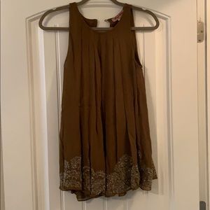Flowy Olive Green Beaded Anthropologie Top
